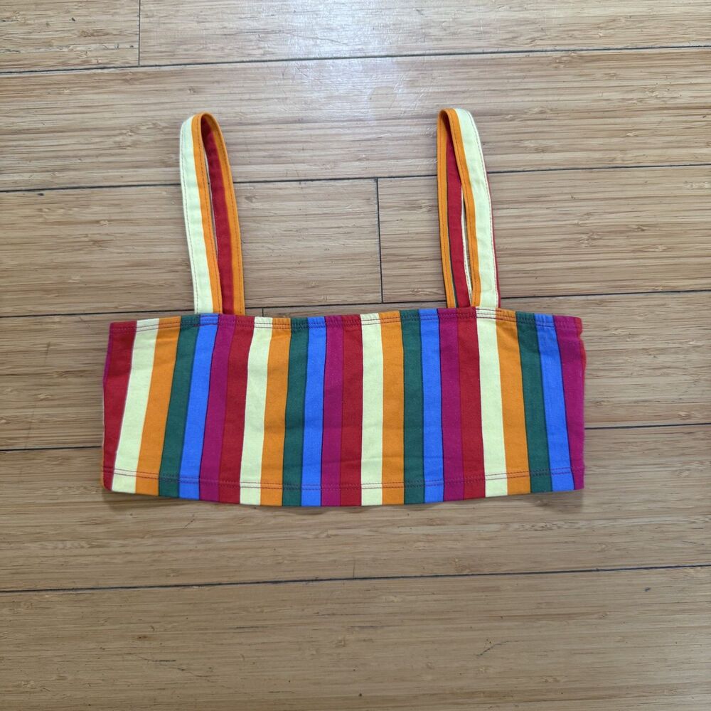 Motel Rainbow Striped Bralette S Tube Top Festival Y2K Costume